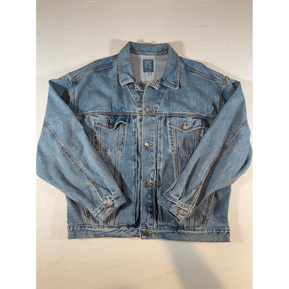 Old Rye Mens Denim Jacket Medium Blue Medium Wash 100% Cotton Made in Canada